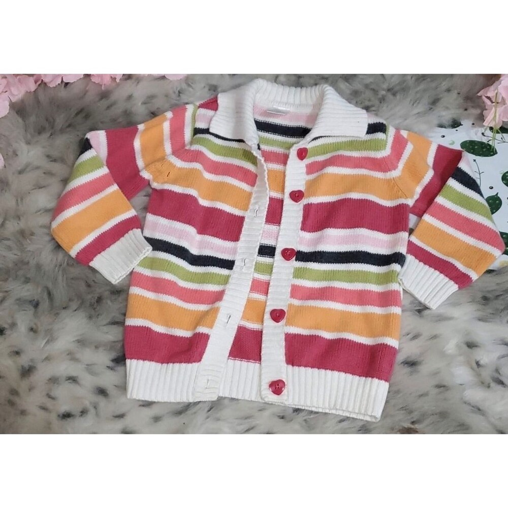 Gymboree vibrate rainbow striped cotton cardigan girls XS